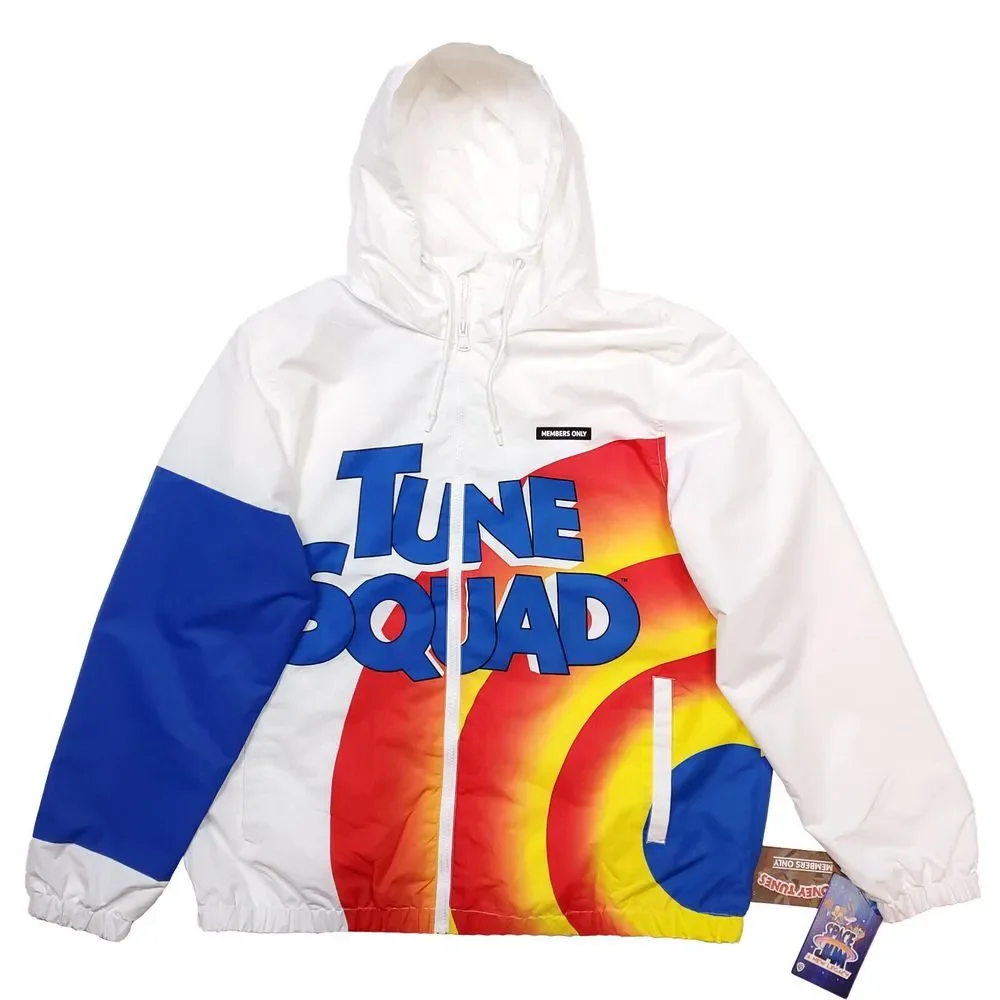 Space Jam Tune Squad Members Only XL XLarge Windbreaker Jacket White Blue‎ NWT